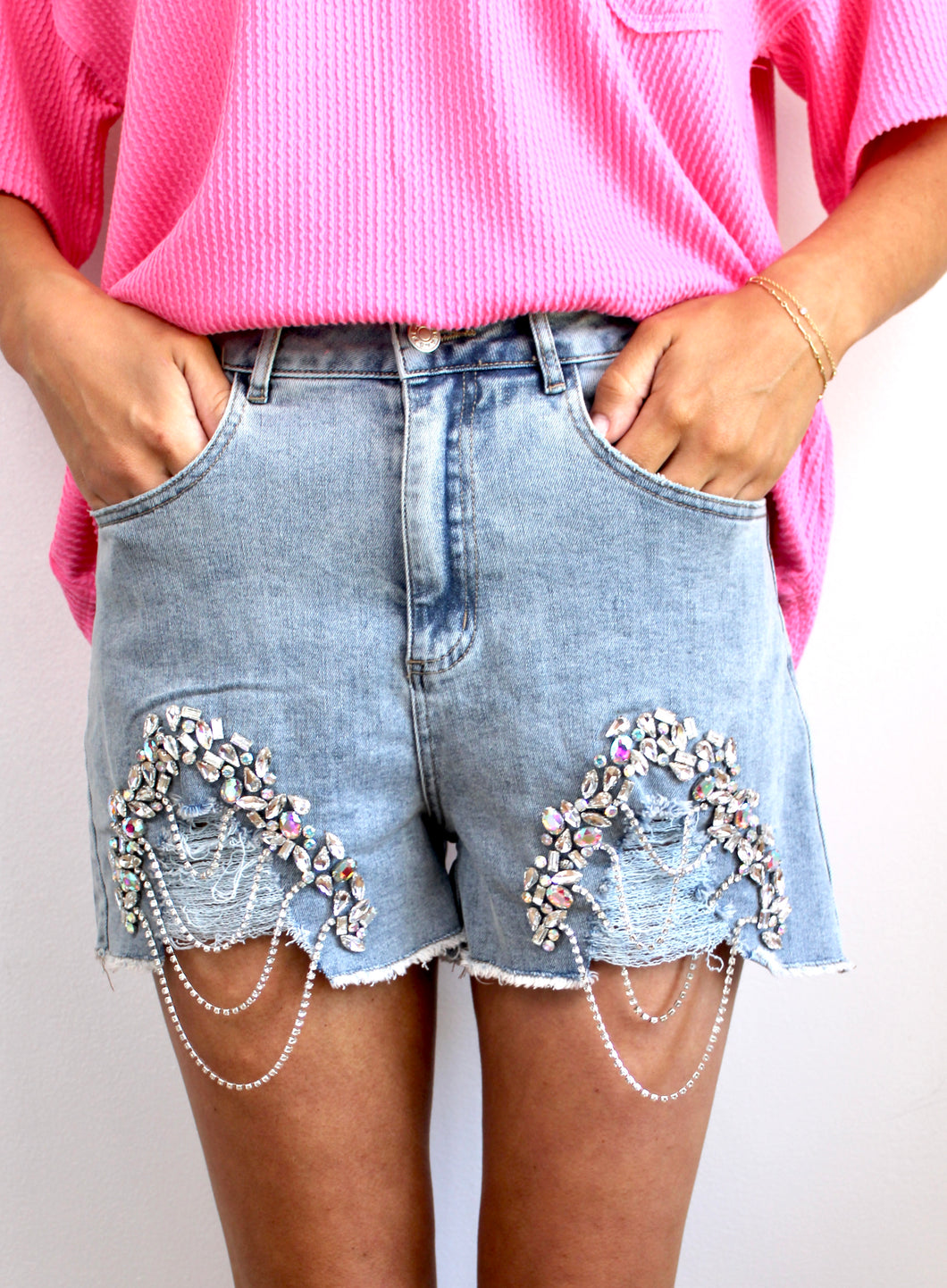 Stoned denim shorts- deal of the day