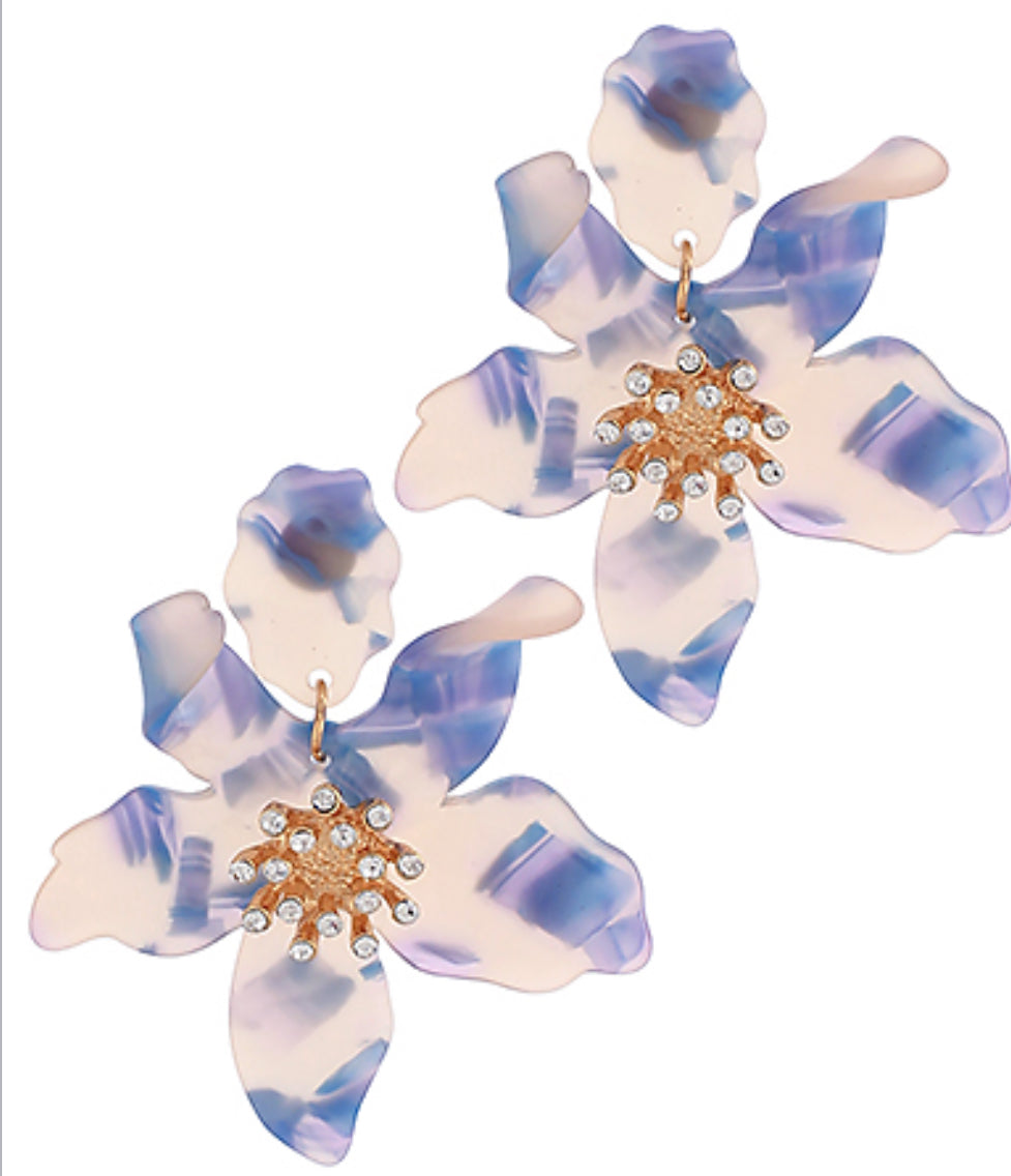 Blue flower earrings