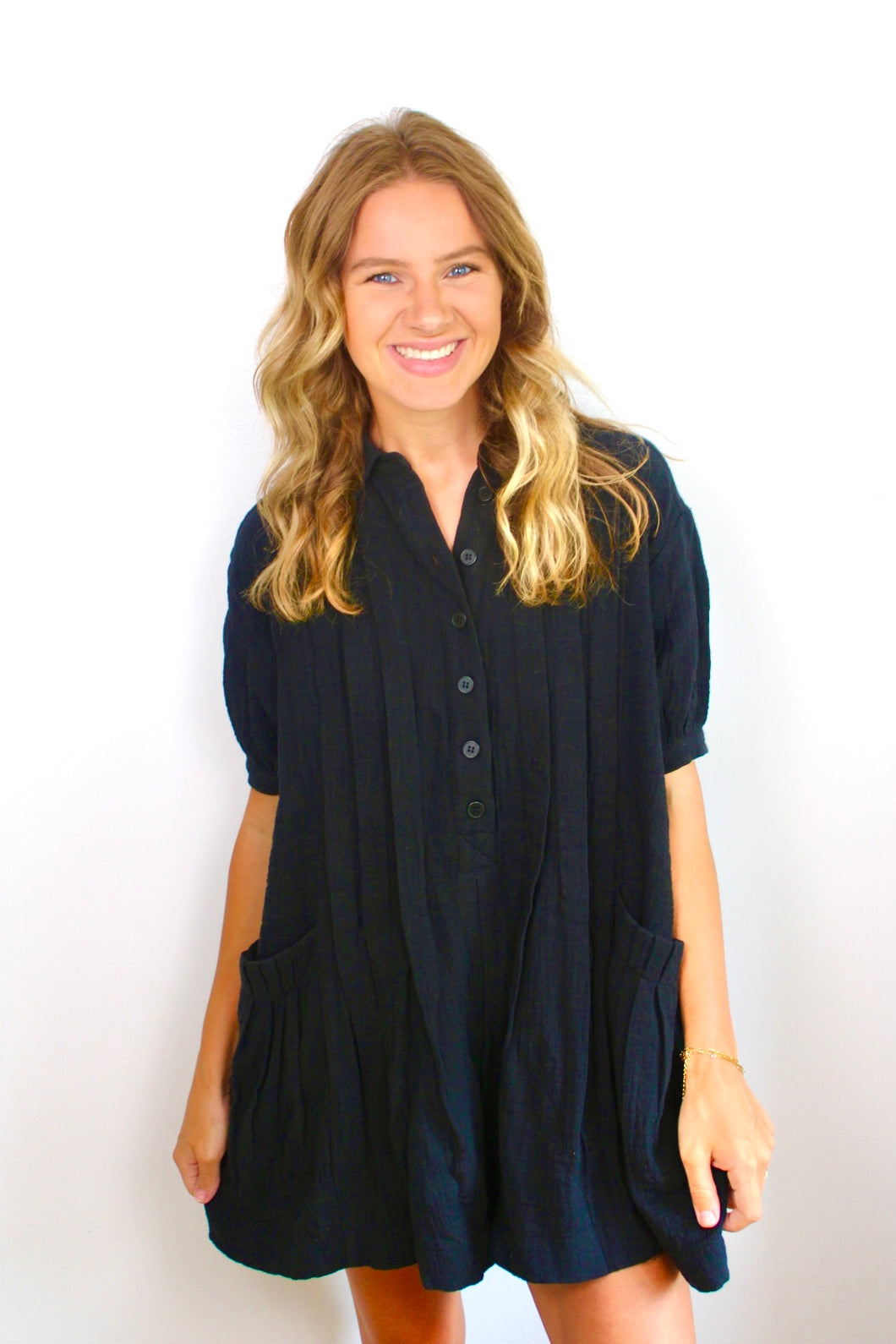 Black gauze oversized romper