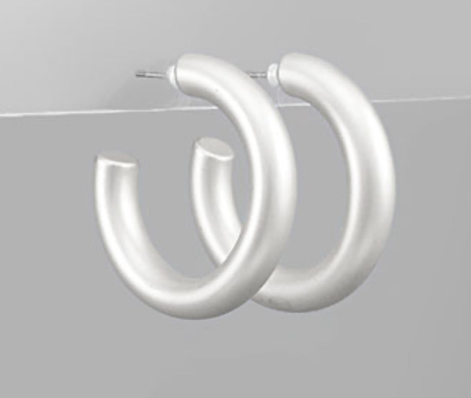 Matte silver medium sized hoops