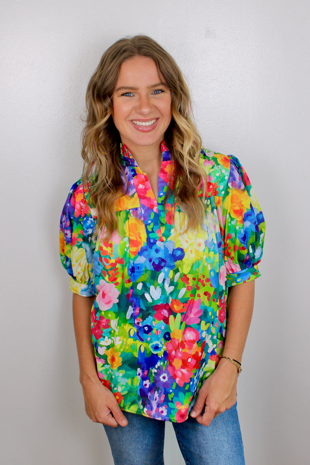 Multi floral printed top