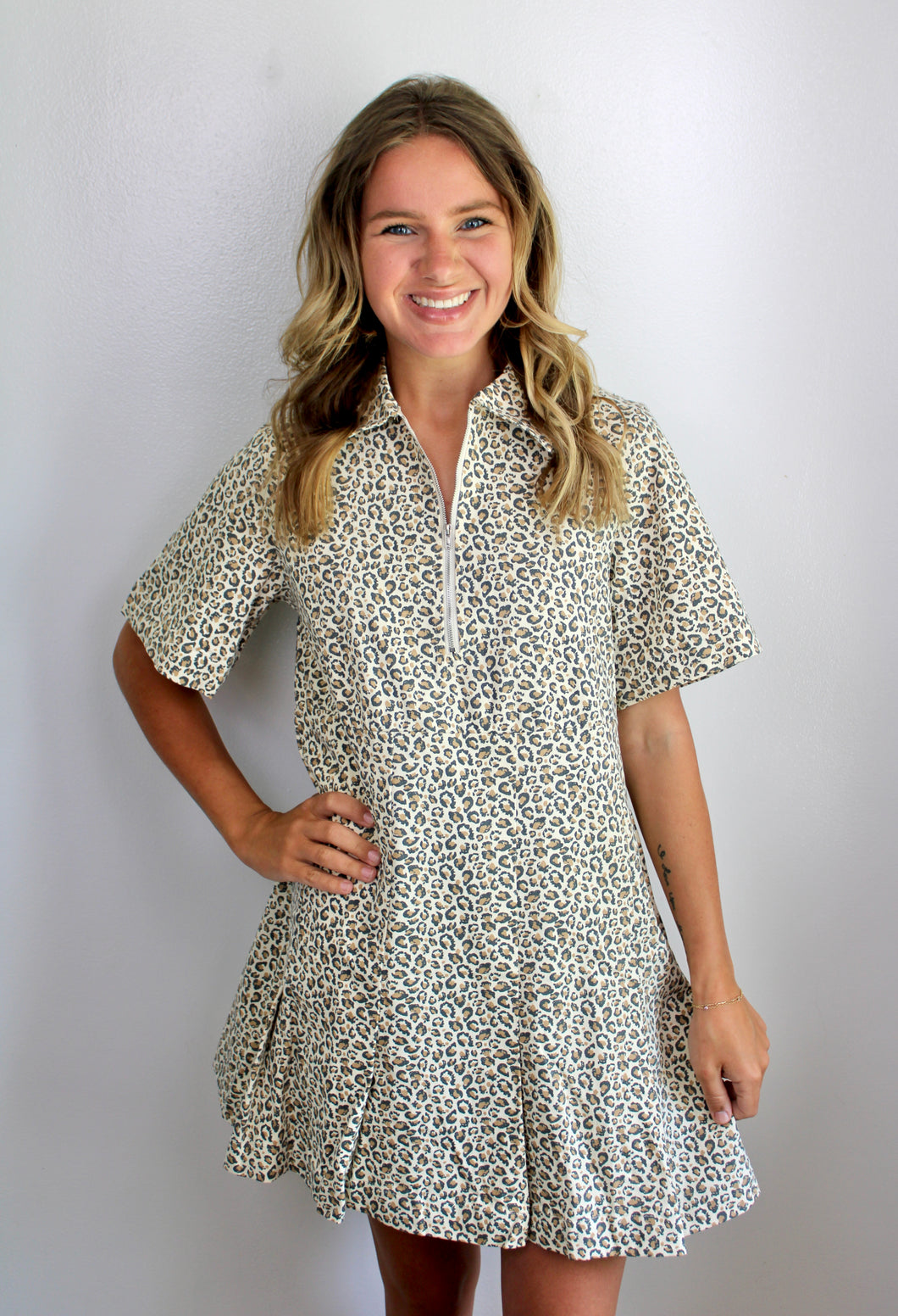Leopard pleated dress