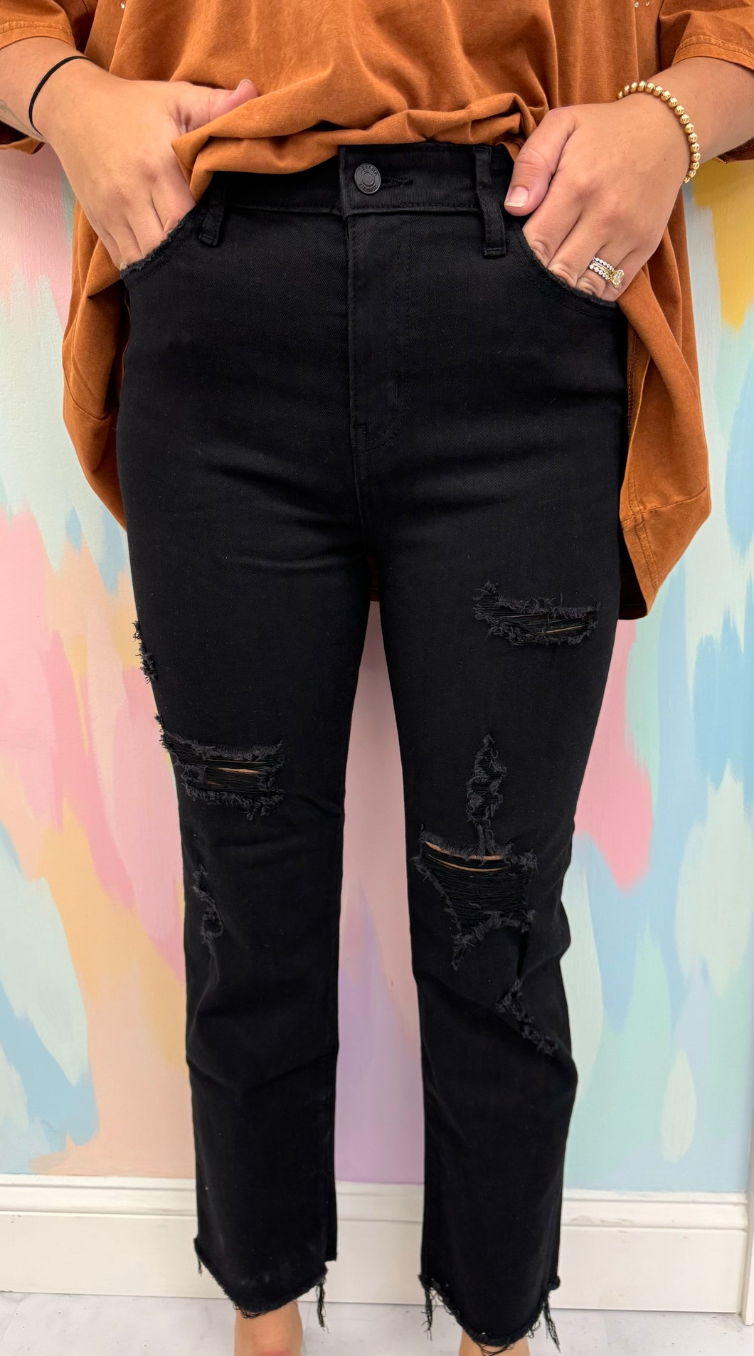 Black Zenana distressed jeans