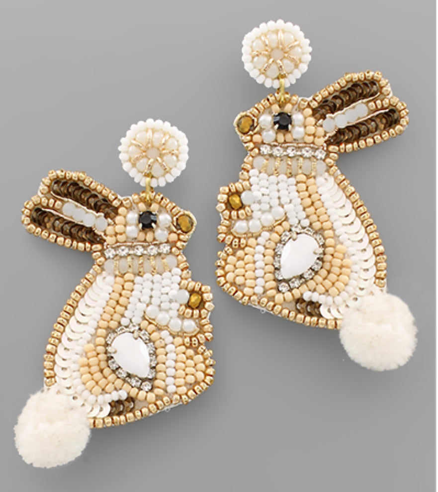Brown bunny earrings