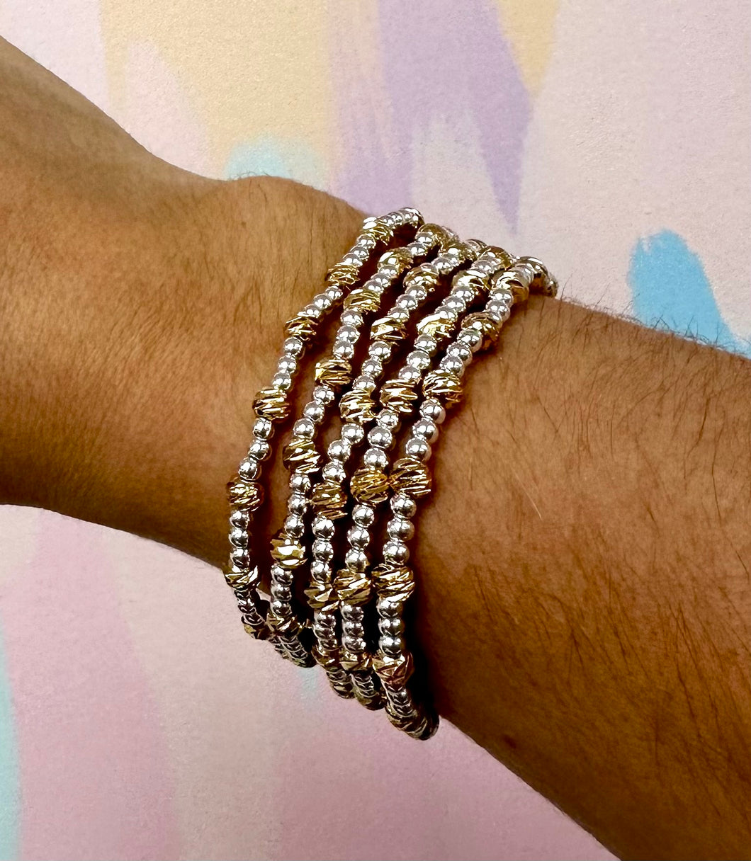 Silver gold bracelet set
