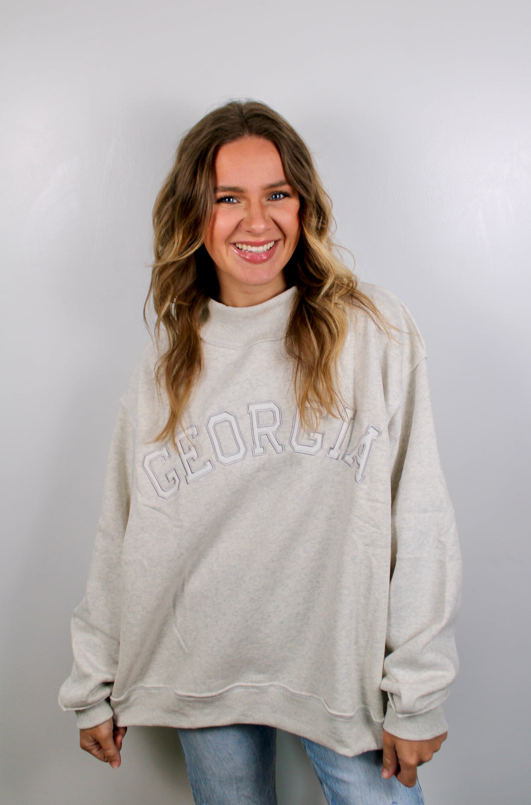 Grey Georgia mock neck pullover