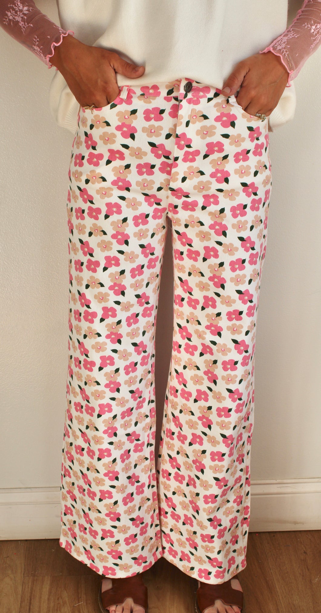 Pink floral pants