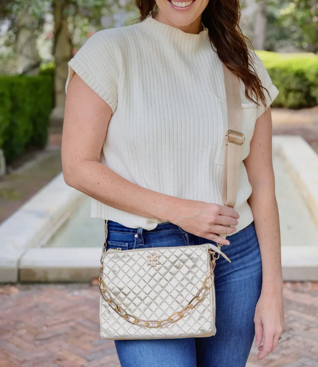 Ariana champagne crossbody- Caroline Hill