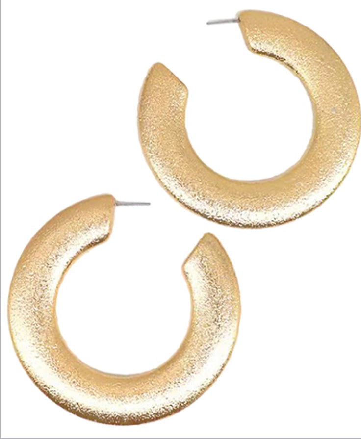 Flat gold hoop earrings