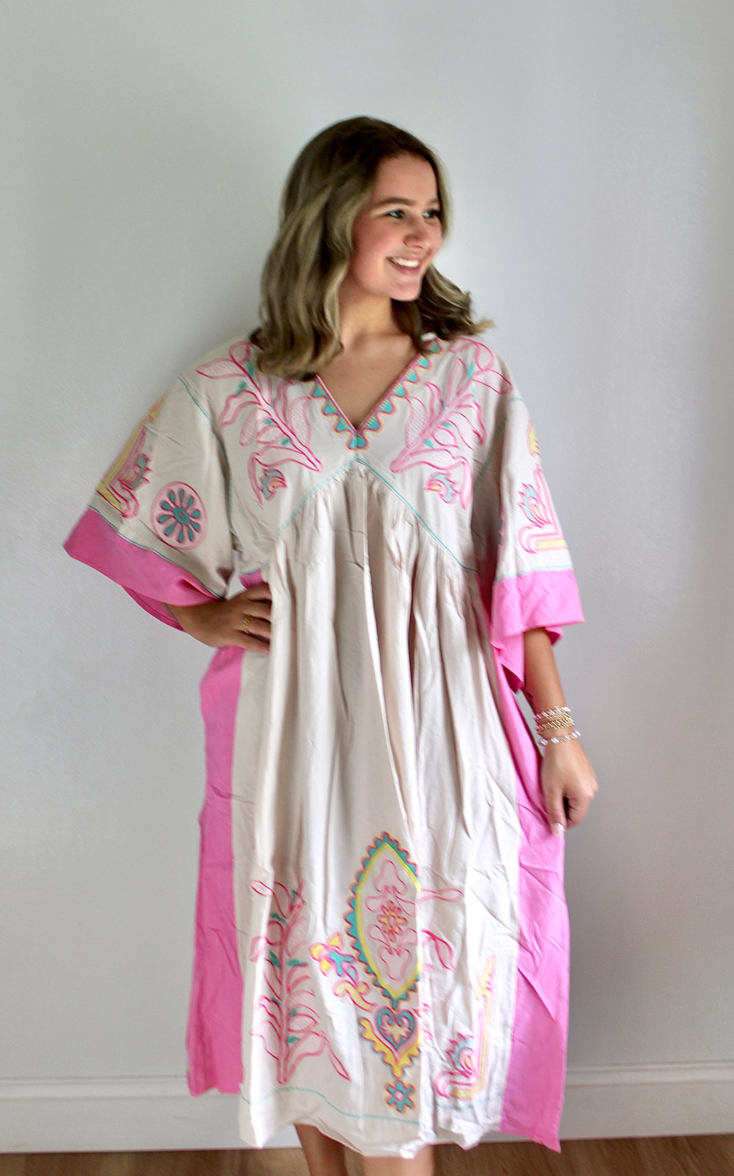 Pink boho long dress