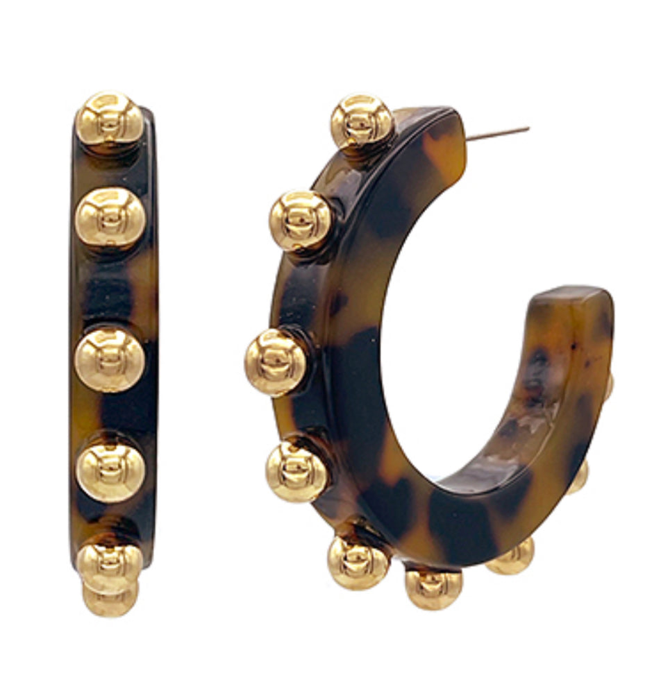Tortoise gold hoop earrings