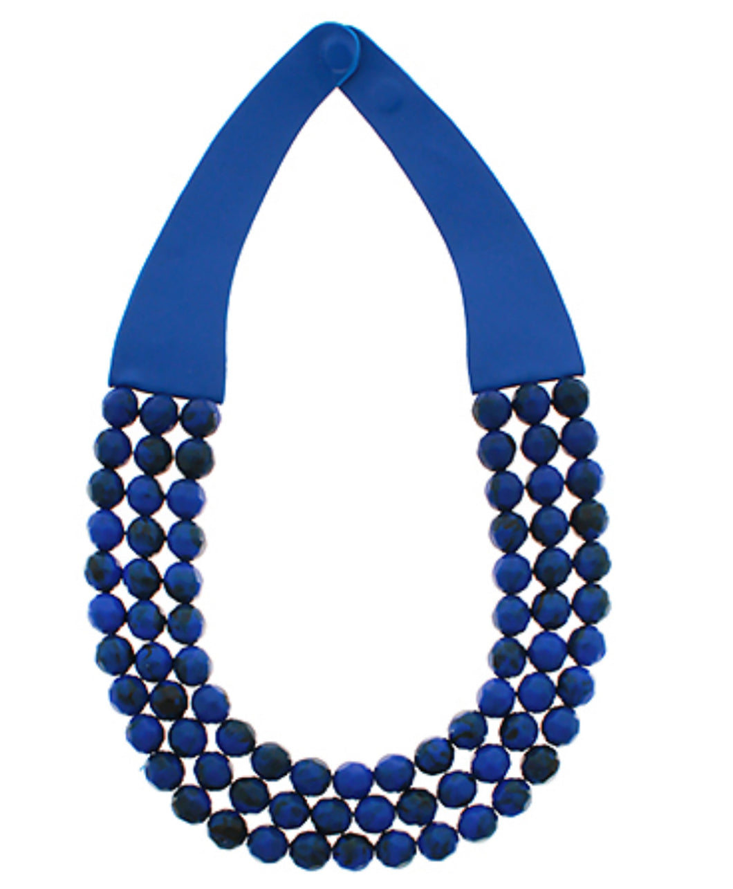 Royal blue 3 row beaded necklace