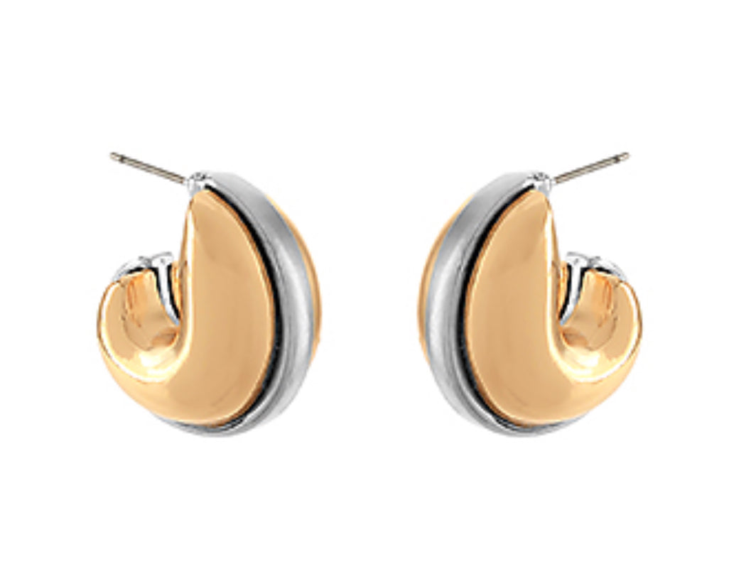 Two tone puffy metal hoops