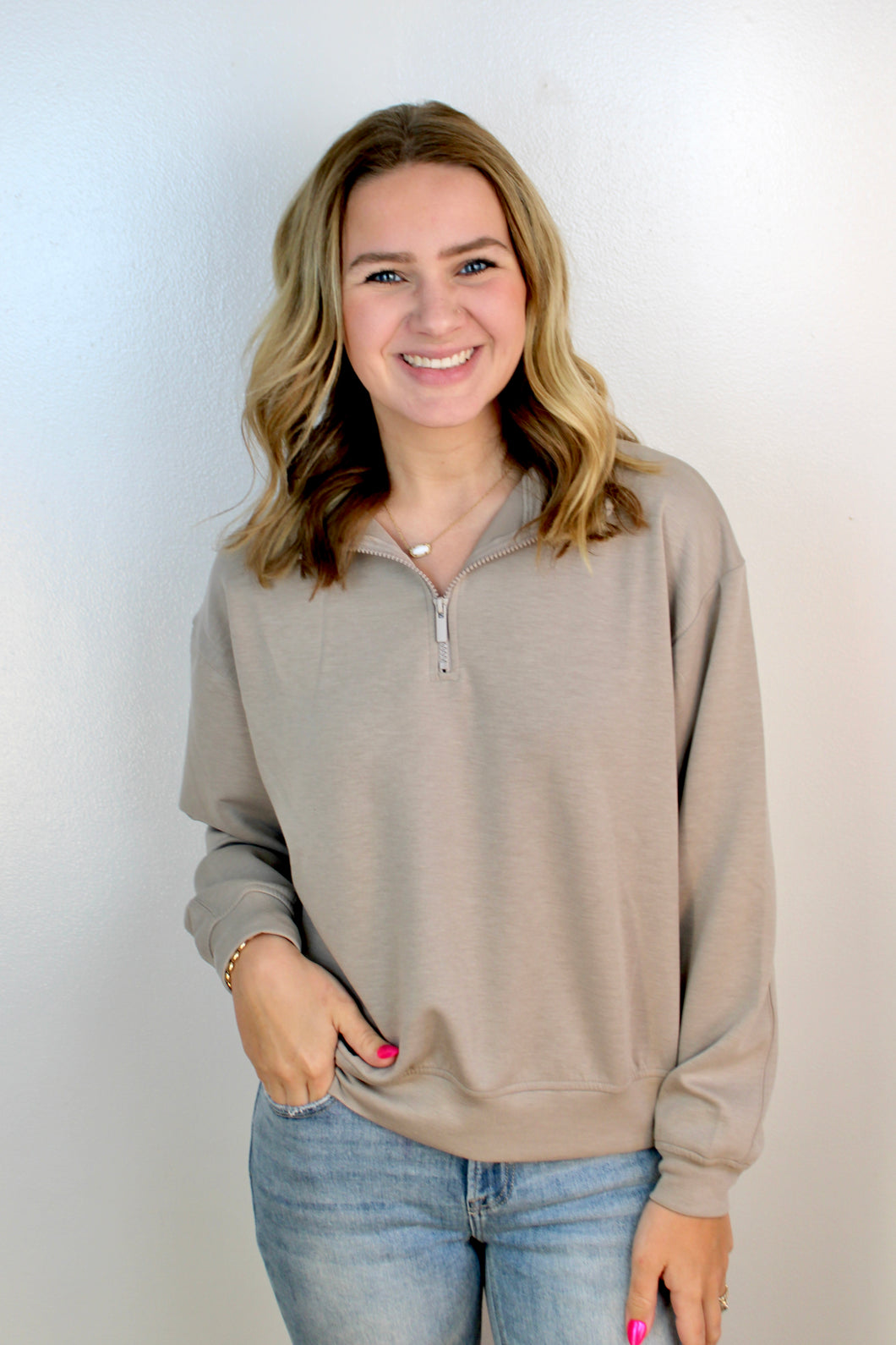 Mocha zip pullover