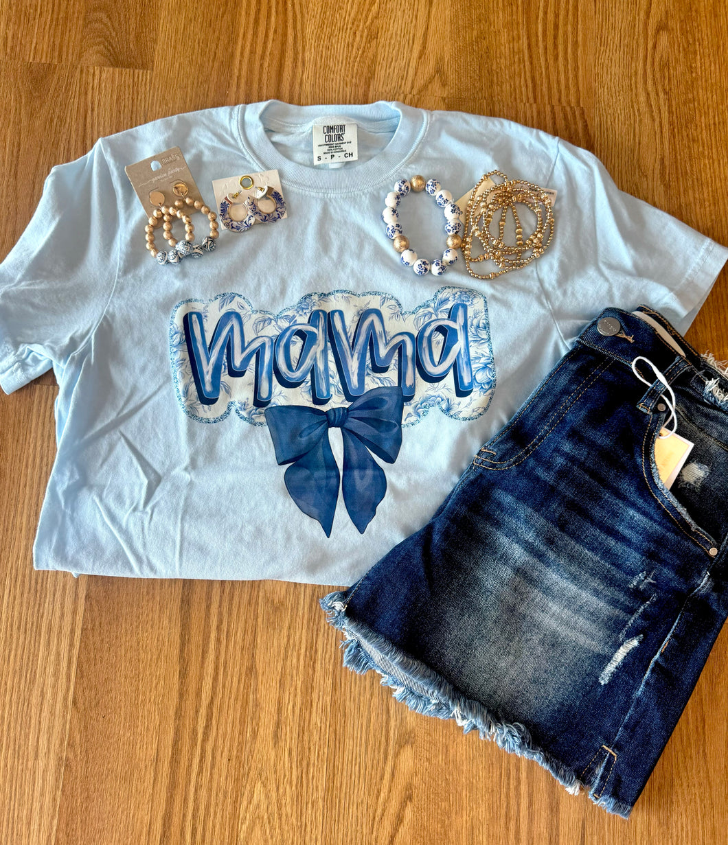 Blue mama bow tee