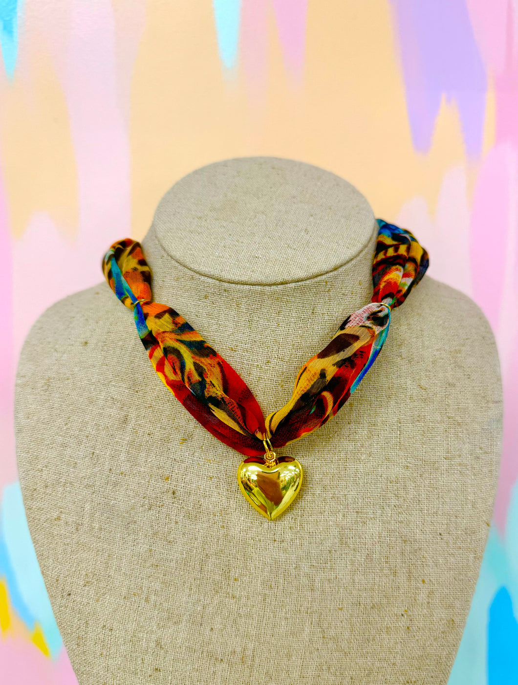 Multi animal print scarf necklace- hart designs