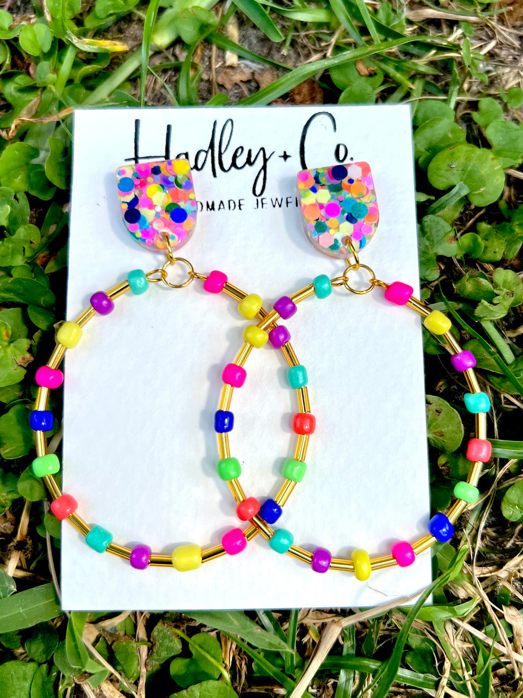 Multi beaded confetti stud Hadley + Co earrings