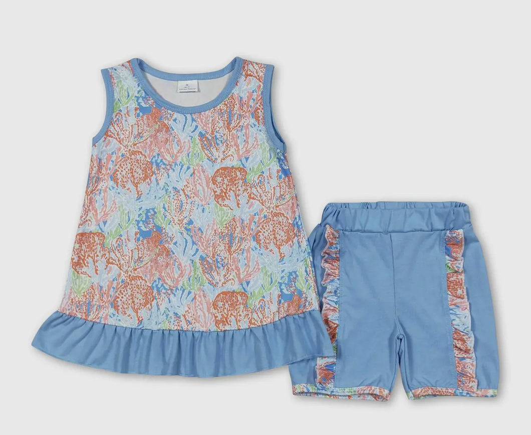 Blue reef shorts set