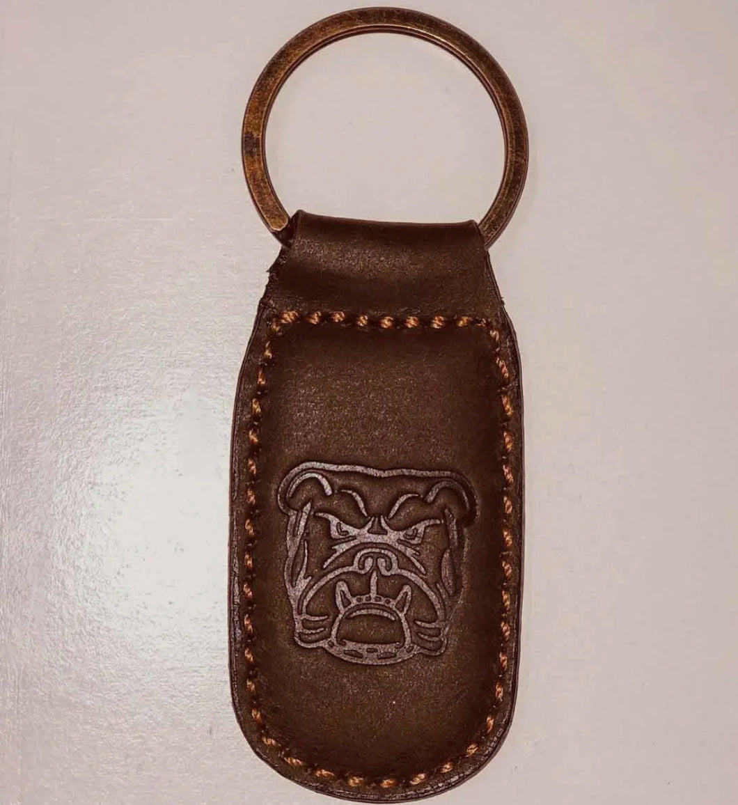 Bulldog leather keychain