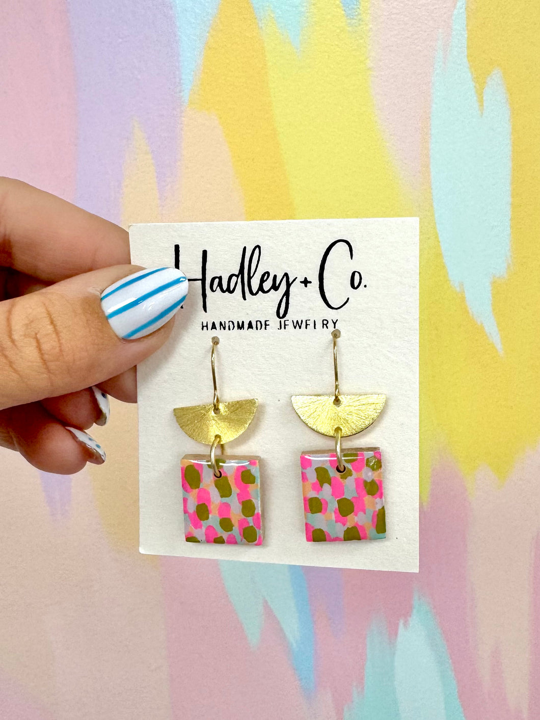 Pink gold square Hadley +co earrings