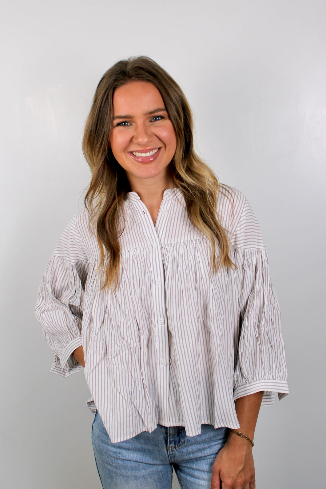 Oatmeal stripe relaxed fit top