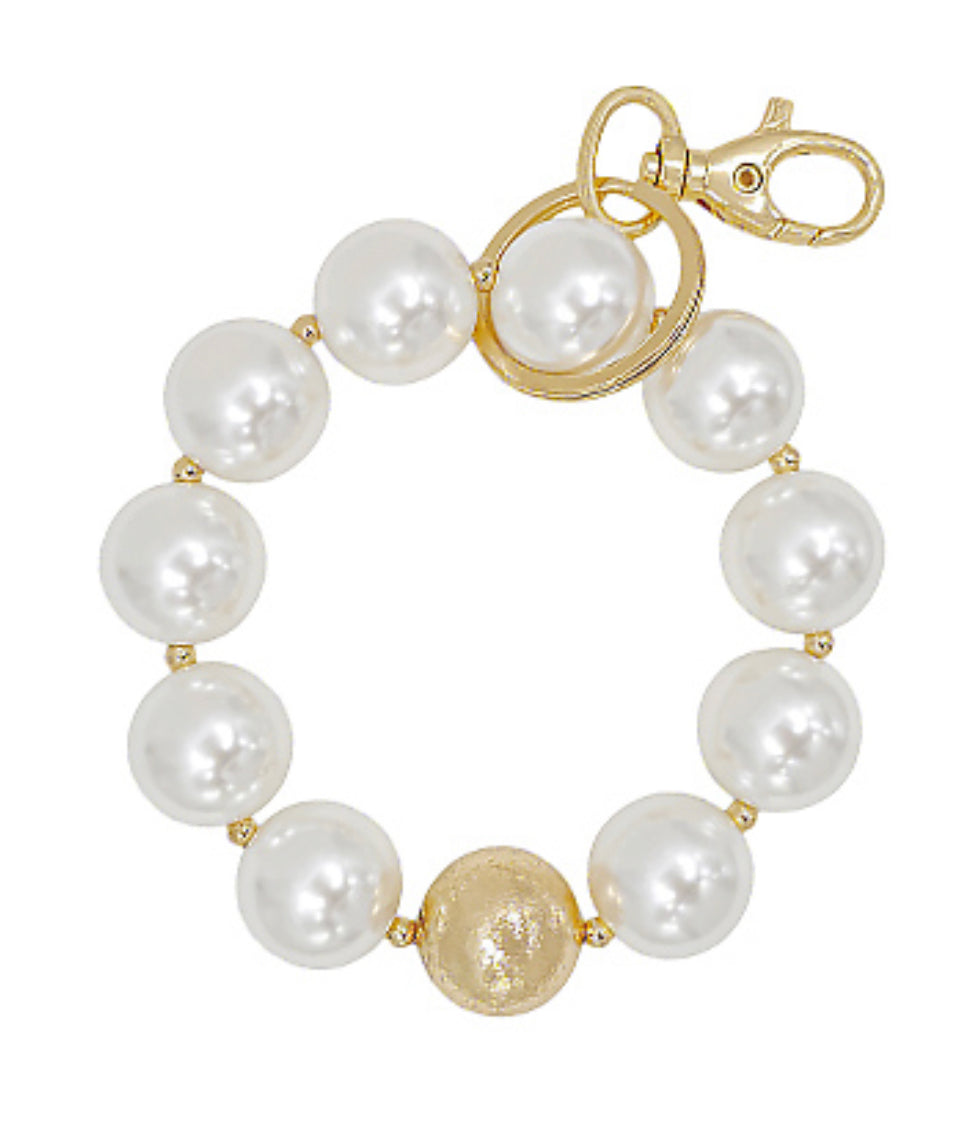 Pearl gold key ring