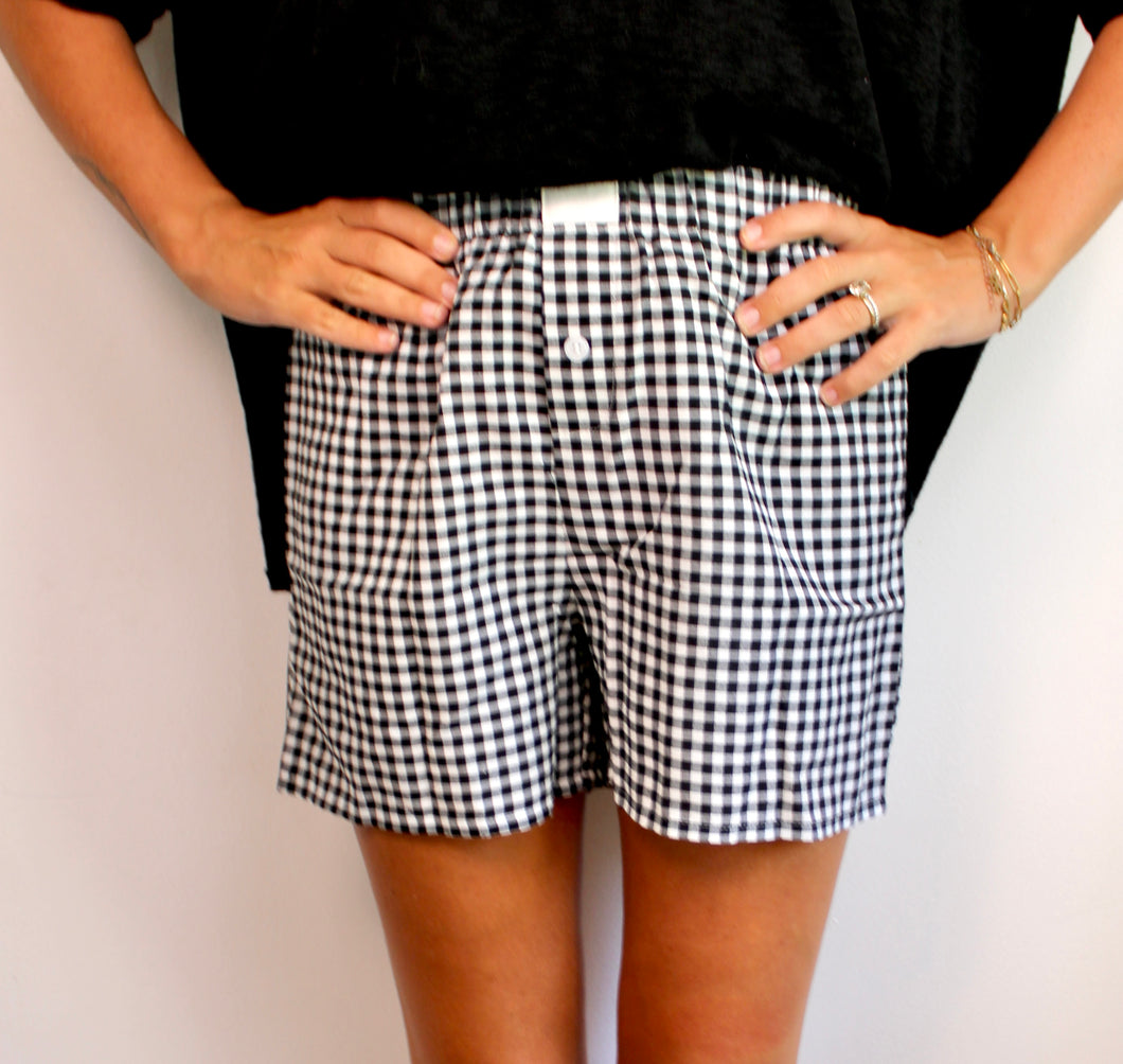 Black gingham boxer shorts- last chance