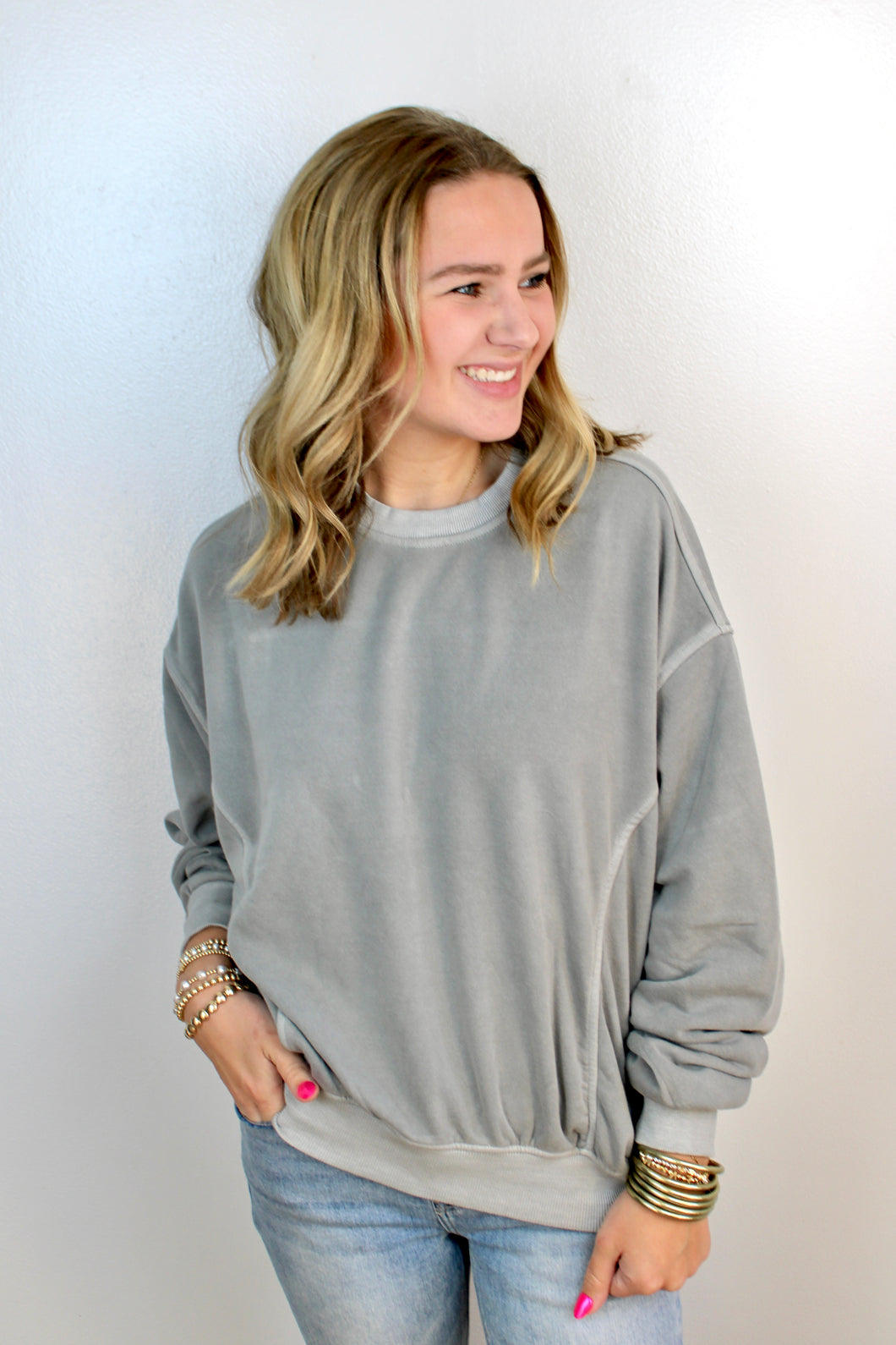 Slate grey pullover top