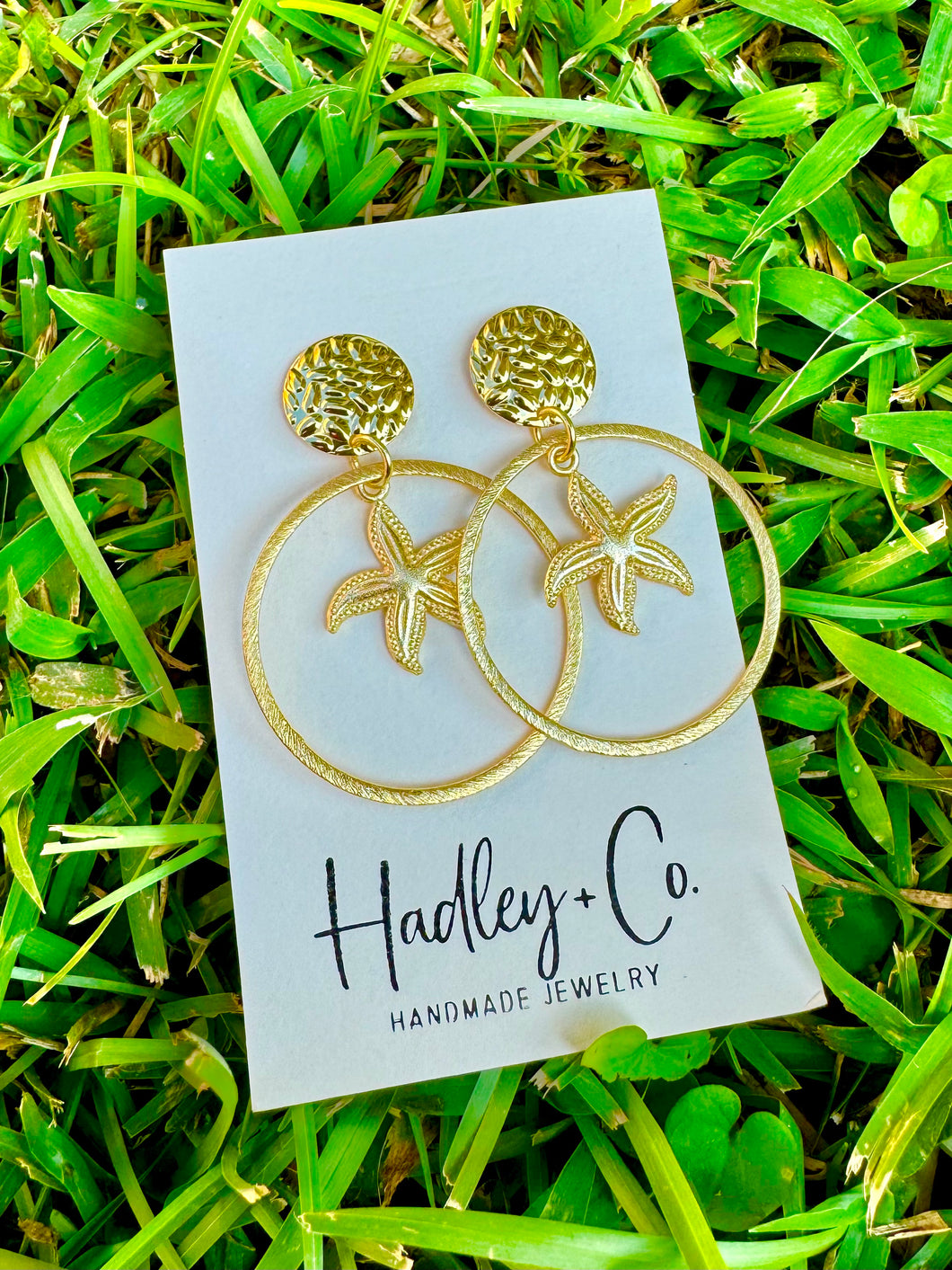 Gold round starfish Hadley +co earrings