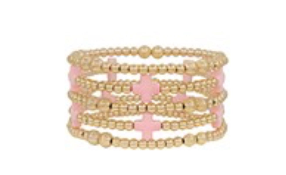 Pink cross bracelet set