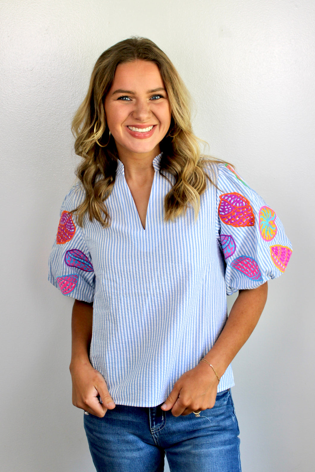 Embroidered shell top- last chance