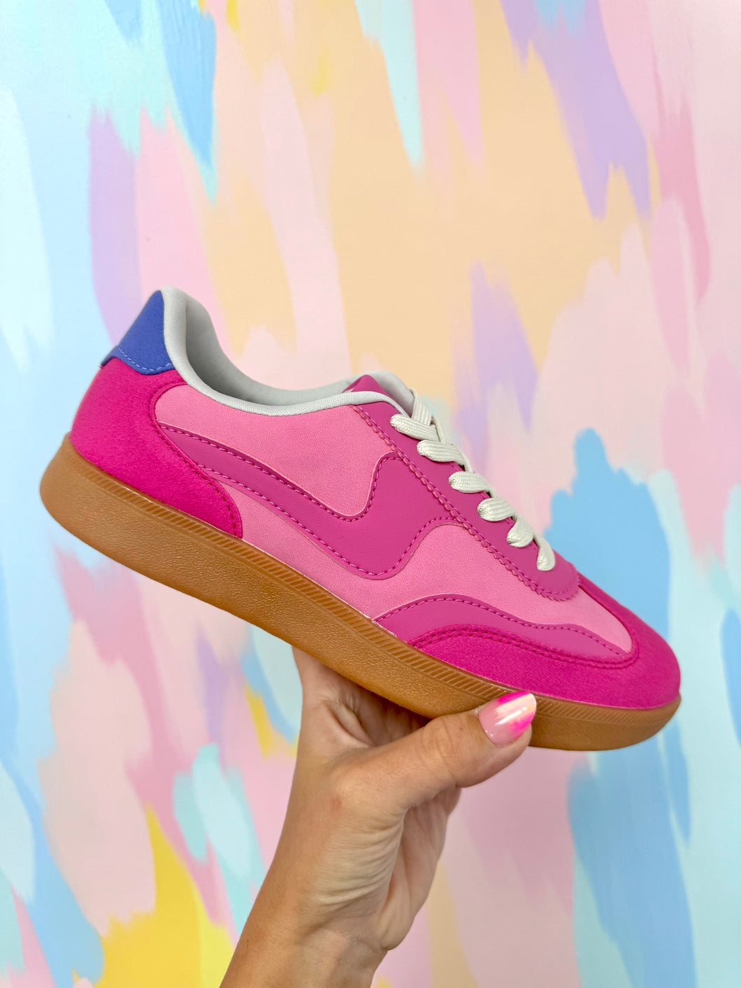 Pink blue sneakers