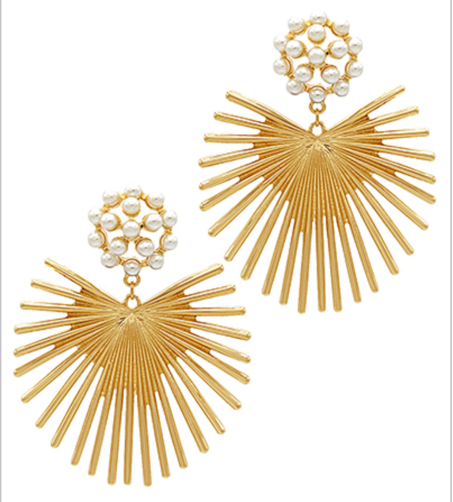 Sunburst pearl earrings