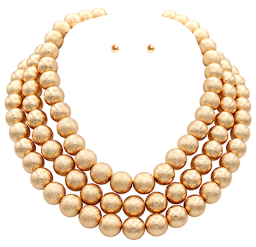 3 row gold necklace