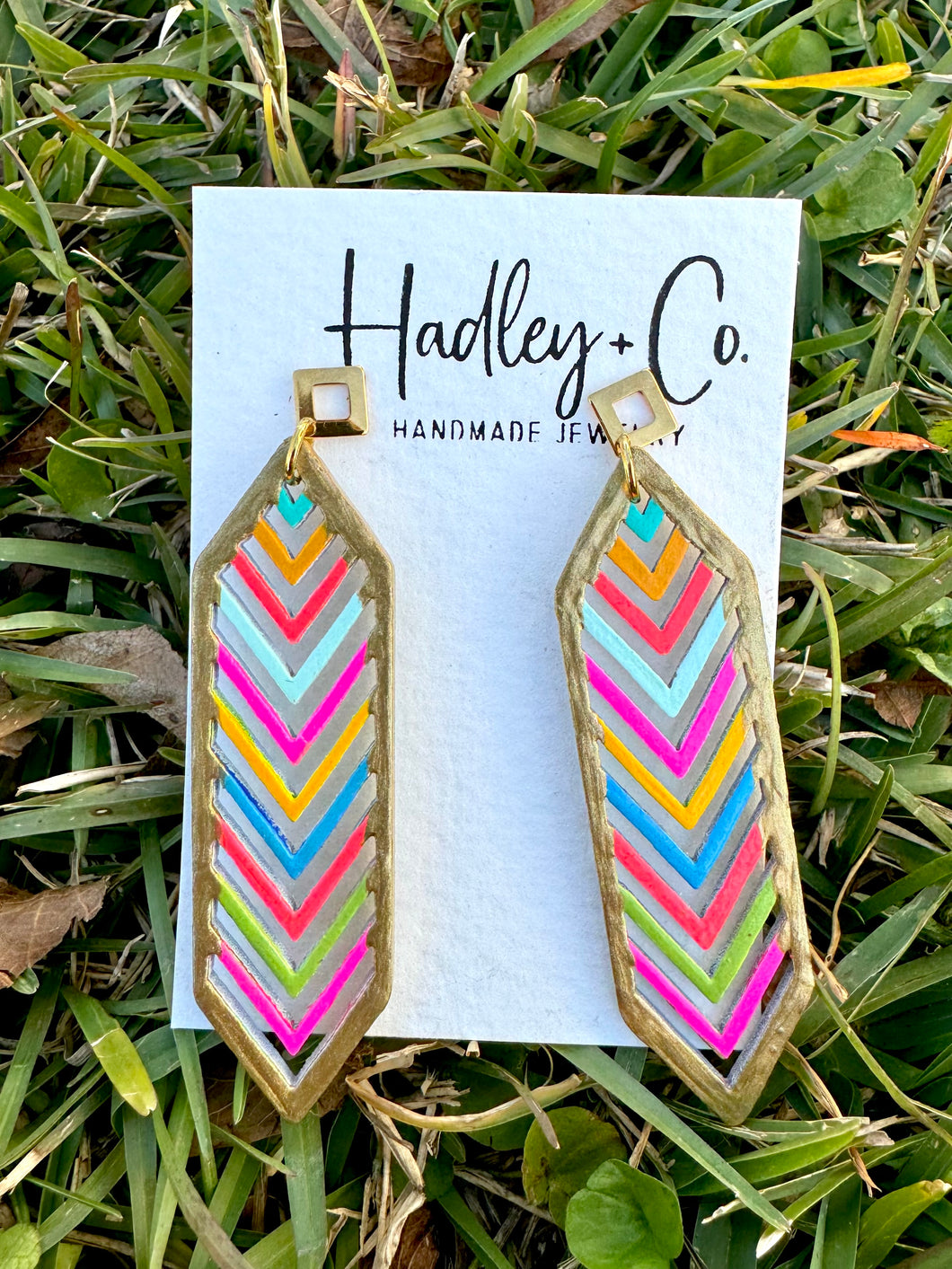 Colorful wooden Hadley + co earrings