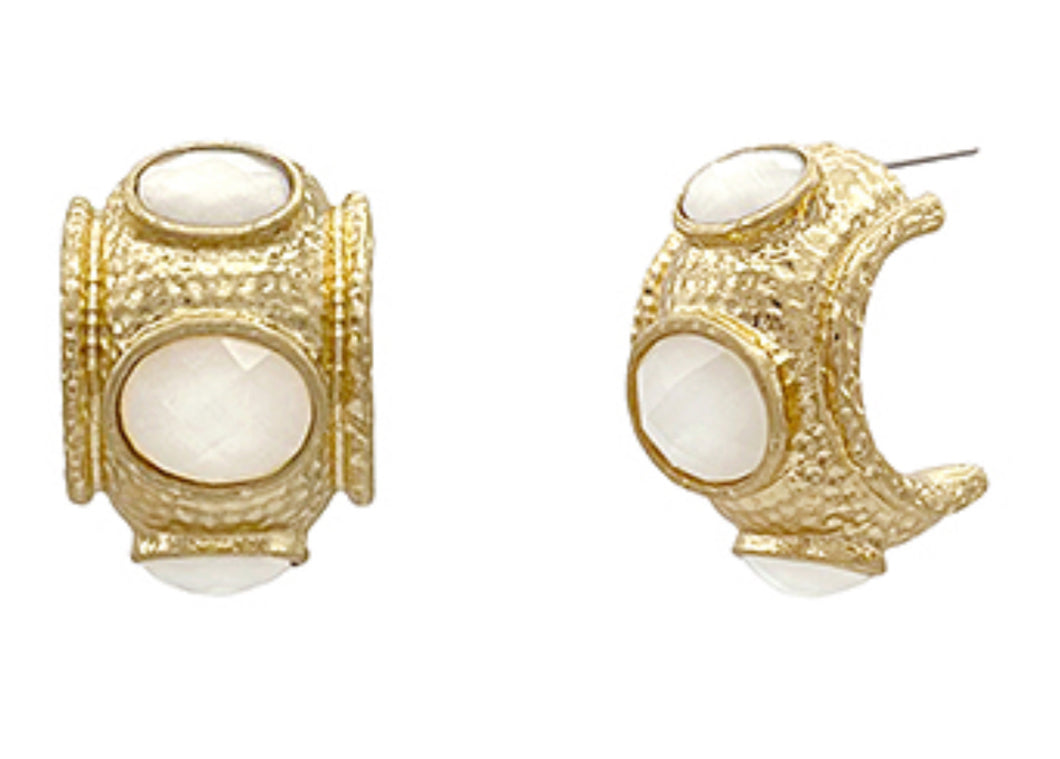 White stoned dupe earrings