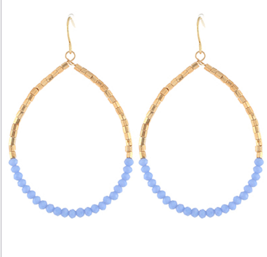 Blue gold beaded earrings