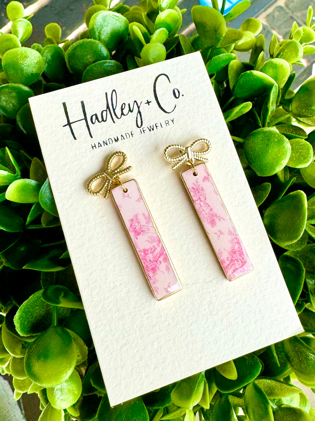 Pink floral bow Hadley + co earrings