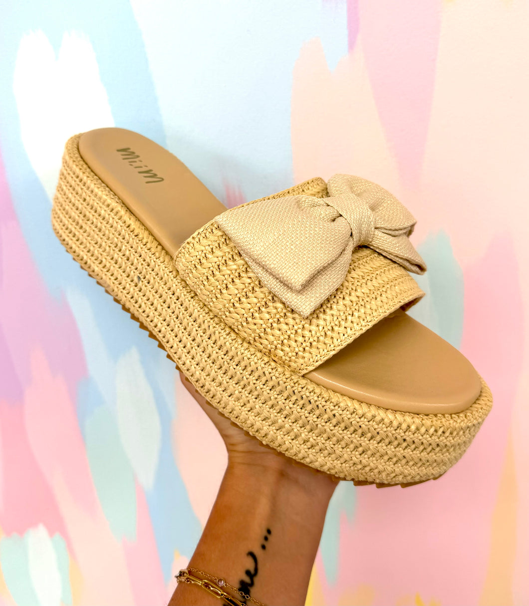 Wicker bow platform shoes