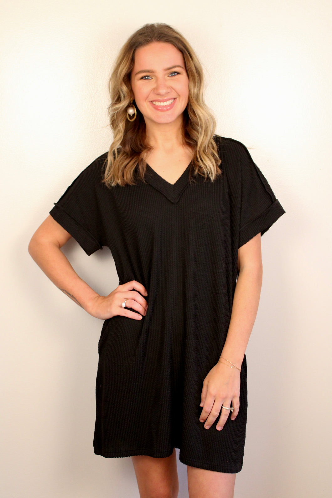 Black ribbed dress