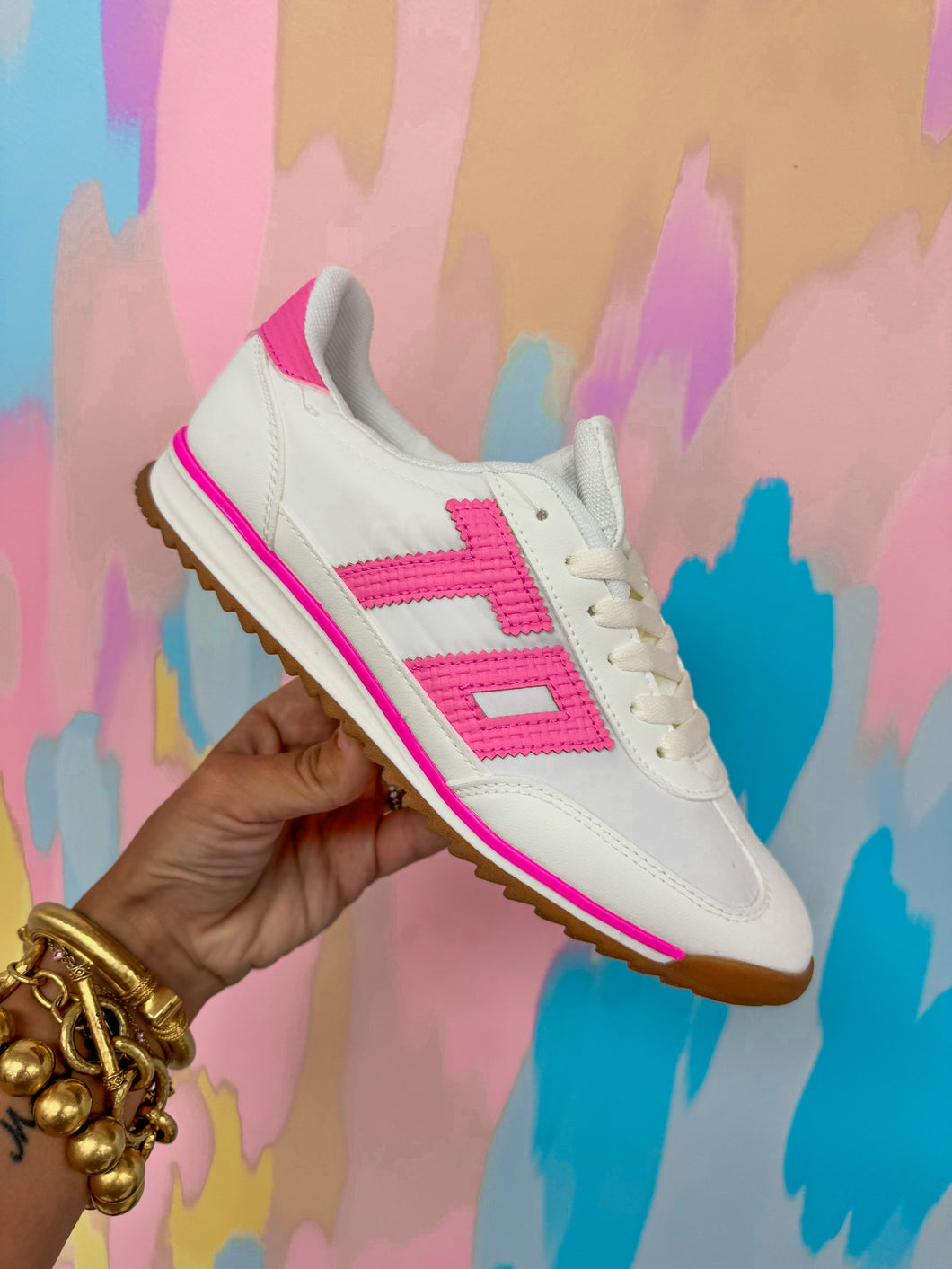 White pink sneakers