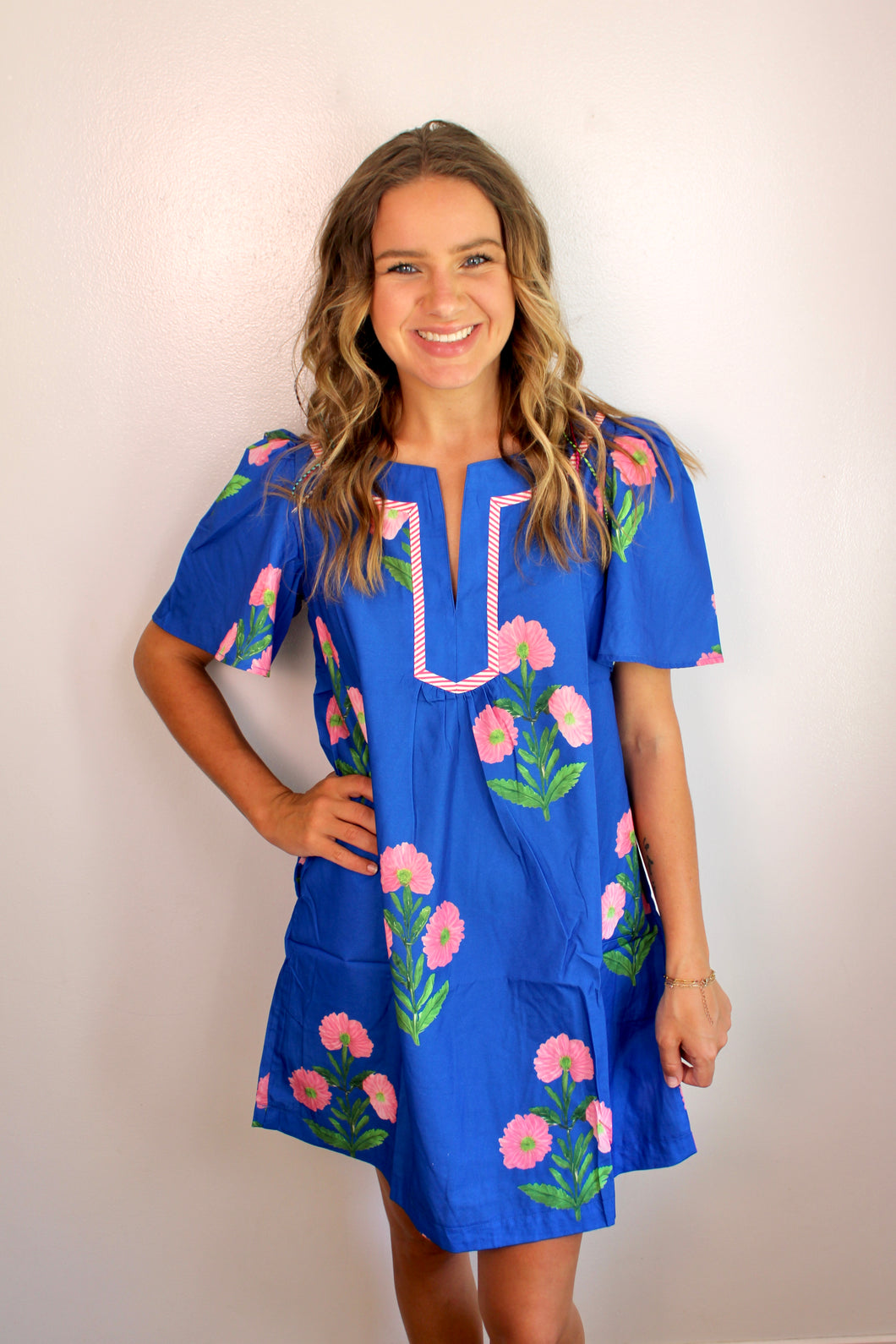 Royal blue floral dress