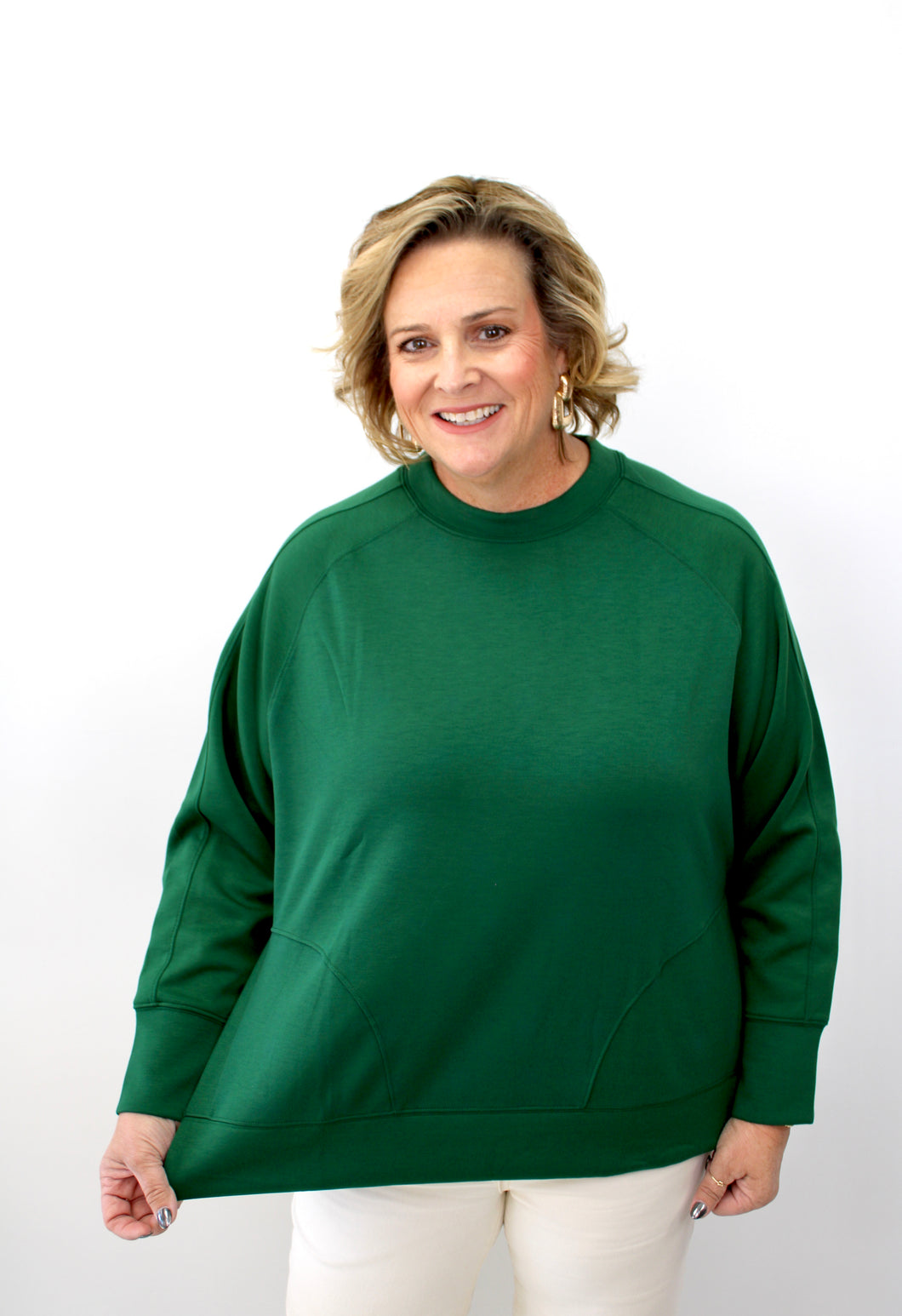 Hunter green scuba pullover