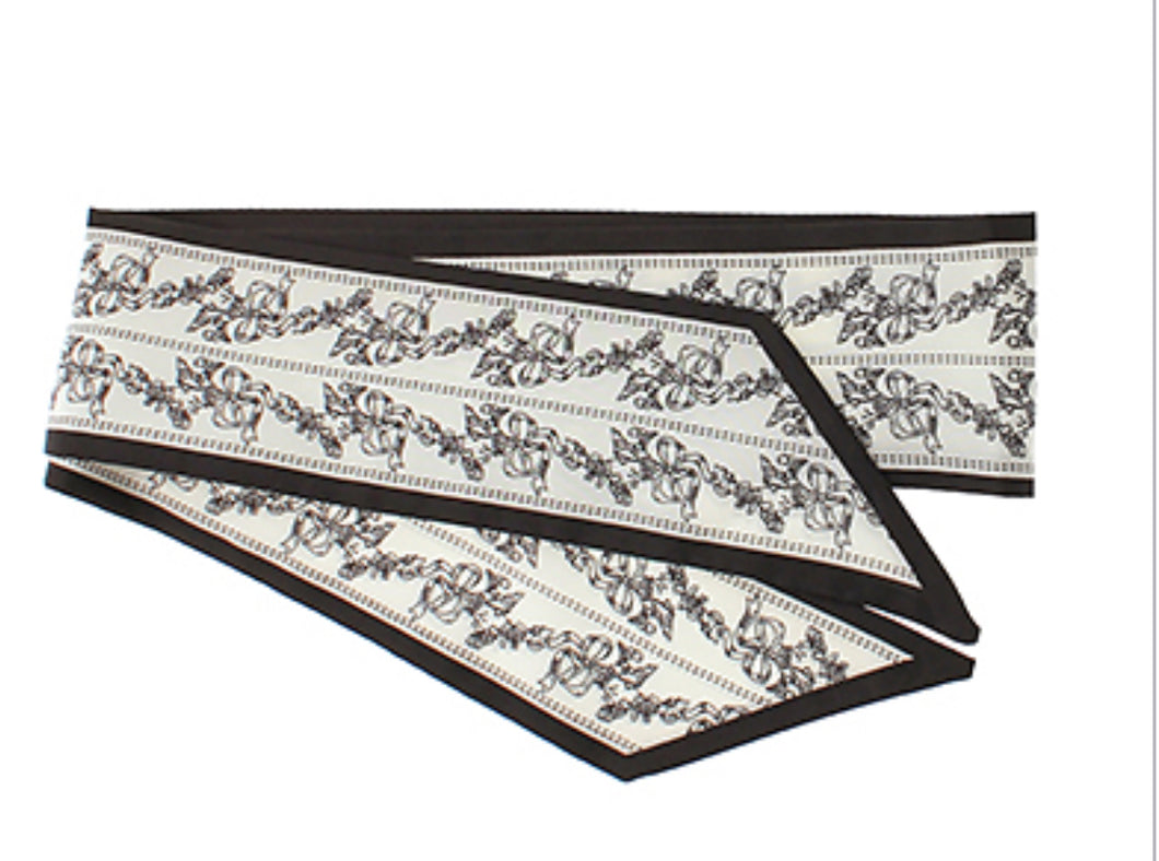 Black white twilly scarf