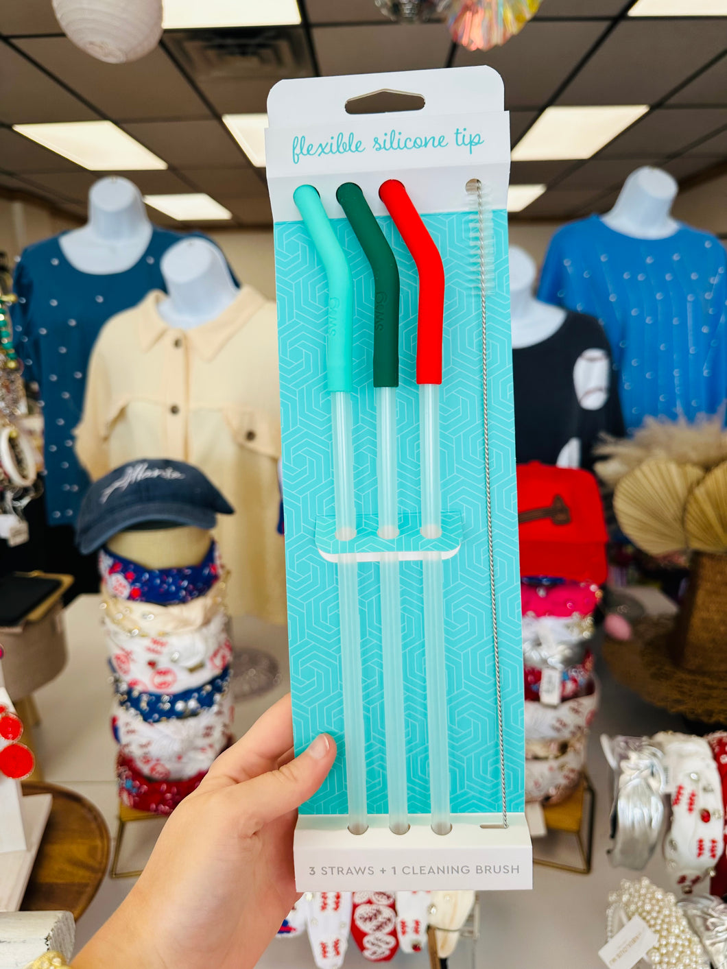 Blue green red swig straws