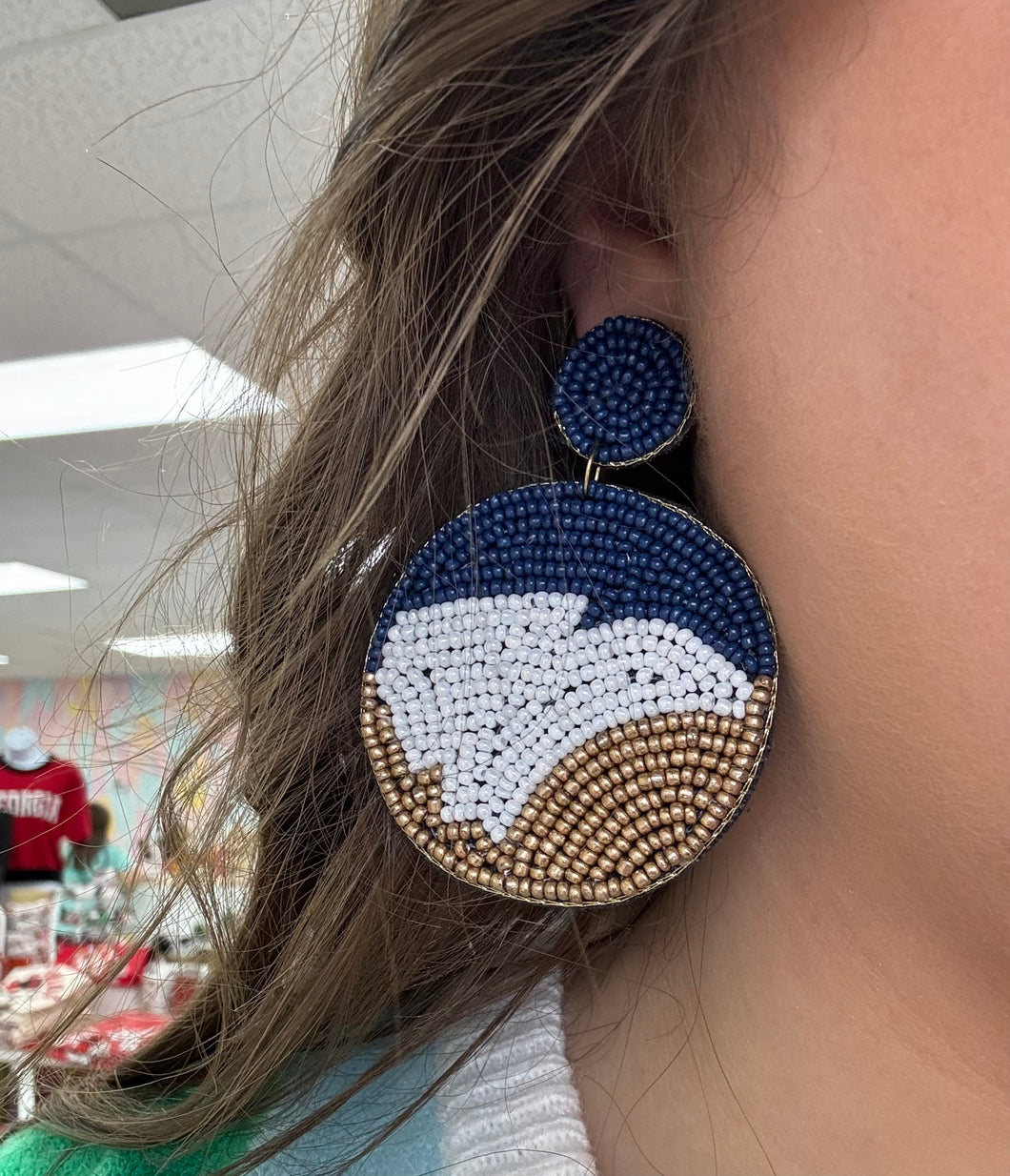 Round Eagle head earrings