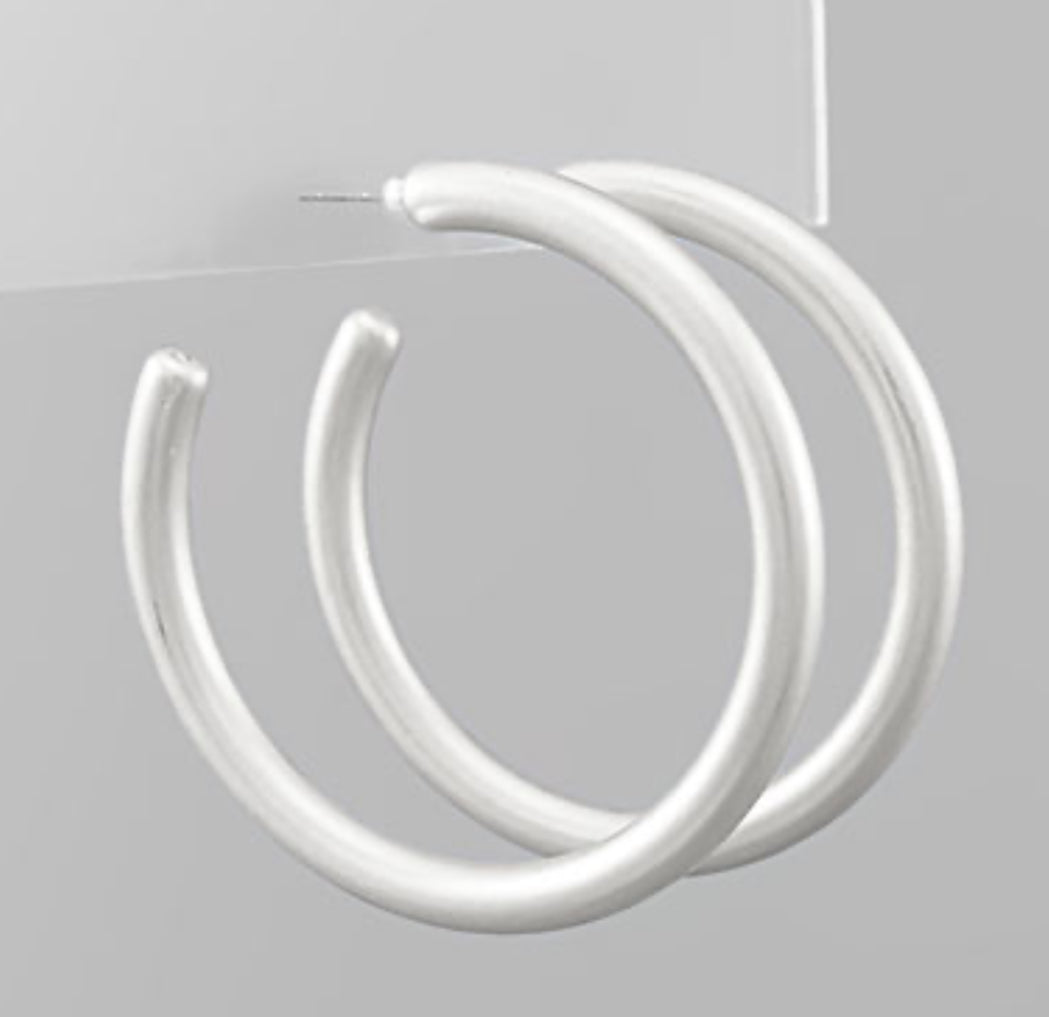 Matte silver tube hoops