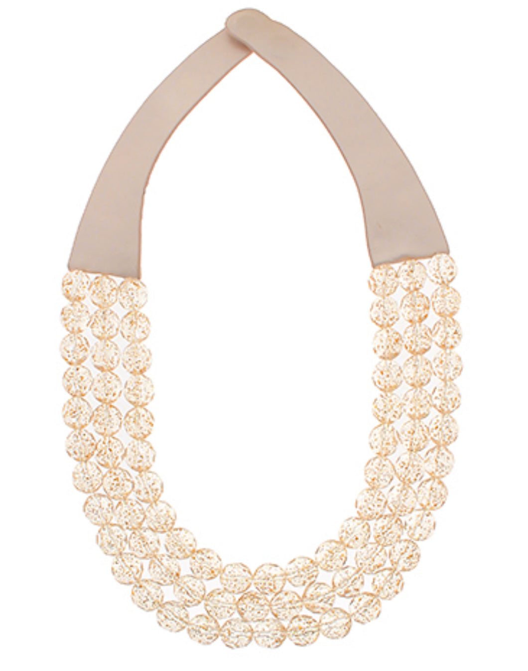 Clear gold 3 row beaded necklace