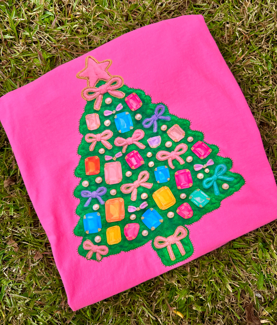 Neon jewel christmas tree tee