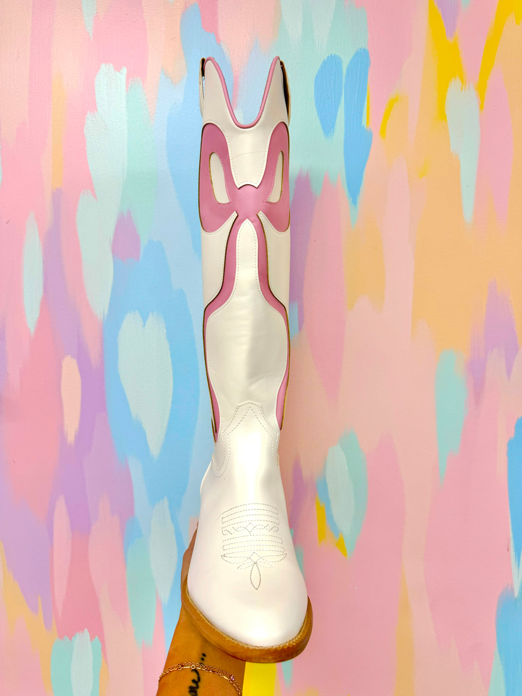 Pink bow boots